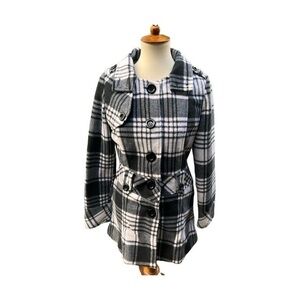 Body Central black and white Coat button up plaid